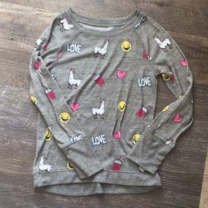 Justice sweatshirt with emojis hearts llamas